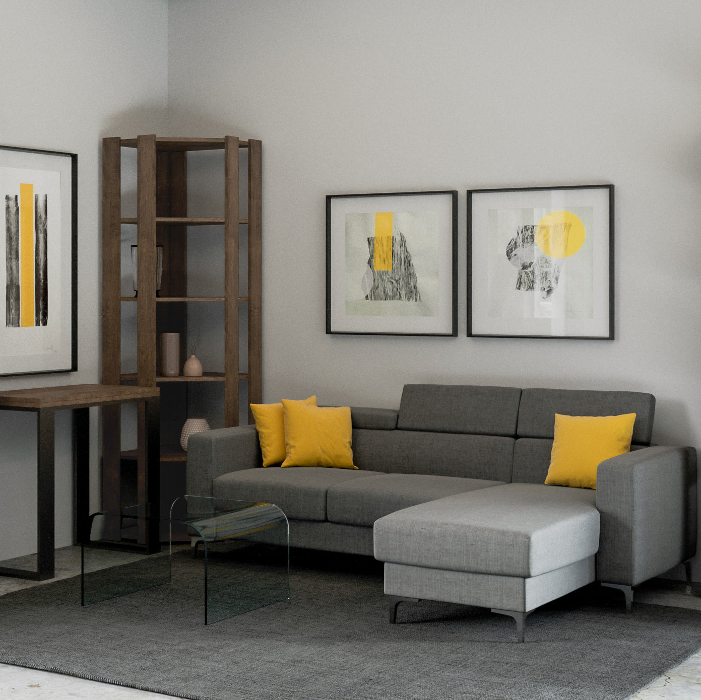 Librerie Angolari Kato A e B: Design Elegante e Funzionale 60.3x204x60.3 cm