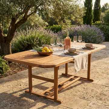 Tavolo rettangolare allungabile 180/240 x 100 cm in legno acacia massiccio