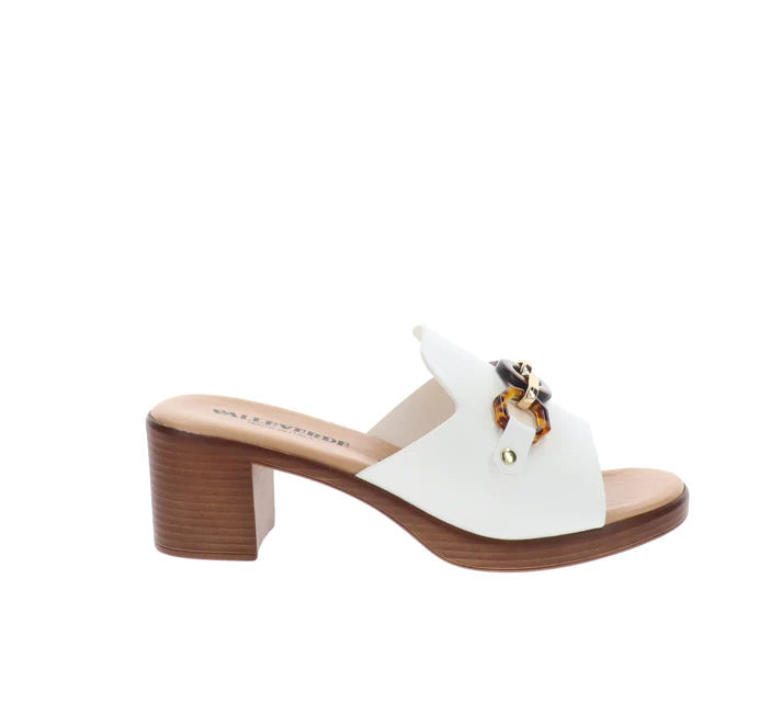 Valleverde Sandalo in Pelle con Tacco Donna Bianco - 55453