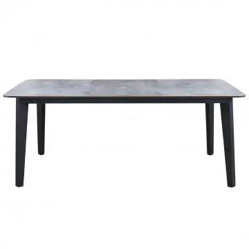 Tavolo Cancun 180 x 90 Struttura in Alluminio Verniciato Antracite e Piano in Laminato Grigio Scuro