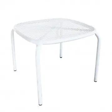 Tavolino Midway: Tavolino da giardino in acciaio bianco, grigio o taupe - 43,5 cm x 41 cm x 41 cm