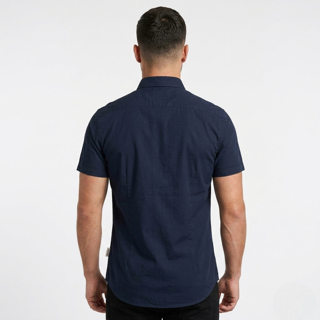 Yes Zee Camicia Uomo Manica Corta Misto Lino Blu - 0721 C721 UL00 0710
