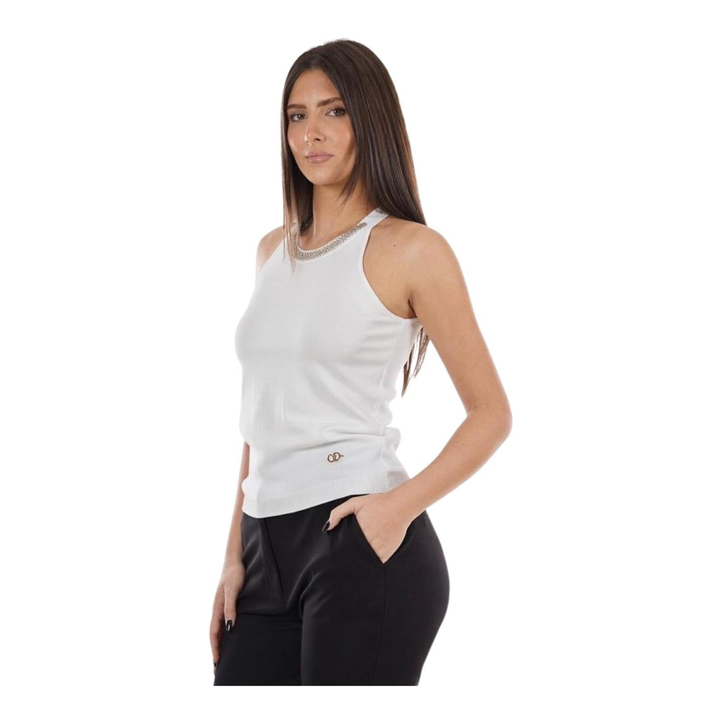 Yes Zee Canotta Donna Applicazioni Gioiello M242/IF00 Gesso