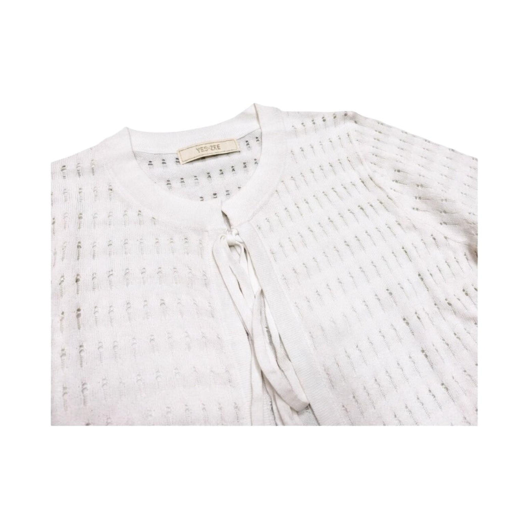 Yes Zee Maglia Corta Donna Allaccio Coulisse M446/BR00 Gesso