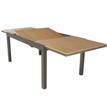 Tavolo Allungabile Cayman 160/240 X 95 in Alluminio Bianco/Taupe con Piano Polywood Teak