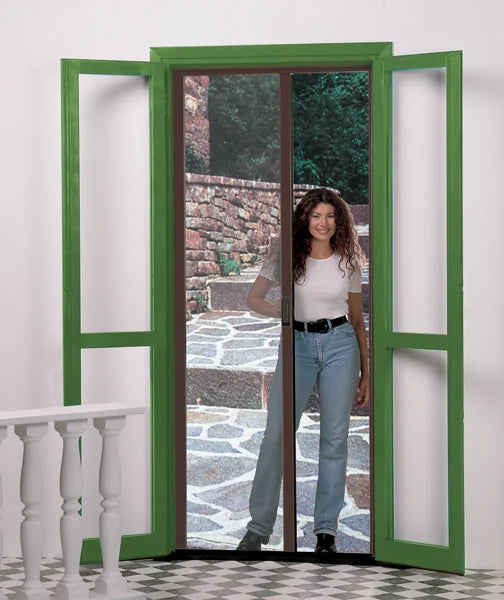 Zanzariera Avvolgibile per Porta 240x140 cm Avorio – Sistema Orizzontale con Telaio in Alluminio