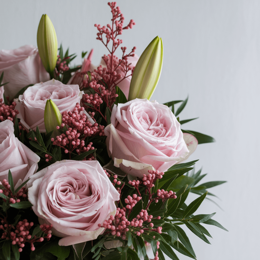 ETERNO ABBRACCIO – Rose Rosa e Lilium (Toni Delicati di Rosa)