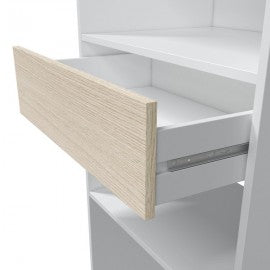 Armadio Guardaroba 158x40x187h in Rovere Chiaro e Bianco con Ripiani e Appendiabiti