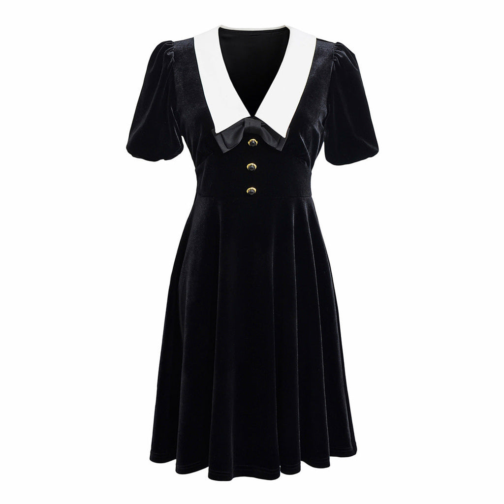 Abito in velluto nero in stile classico francese