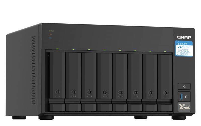QNAP TS-832PX NAS Tower Collegamento ethernet LAN Alluminio, Nero AL324 [TS-832PX-4G]
