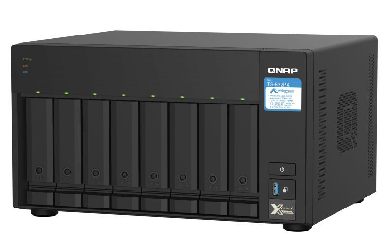 QNAP TS-832PX NAS Tower Collegamento ethernet LAN Alluminio, Nero AL324 [TS-832PX-4G]