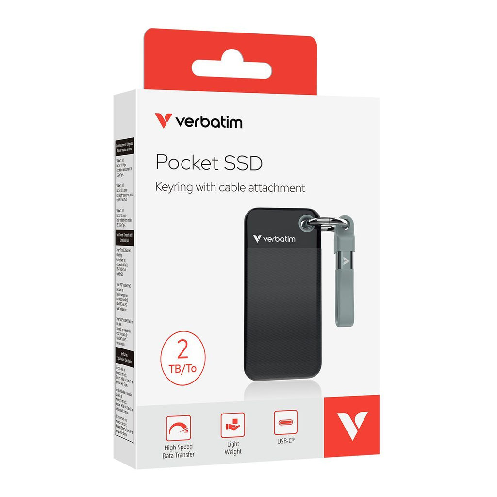 Verbatim Pocket SSD 2 TB USB tipo-C 3.2 Gen 2 (3.1 Gen 2) Nero, Grigio [32194]