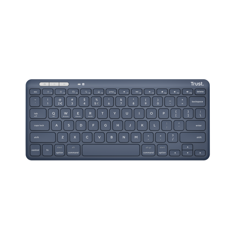 TASTIERA WIRELESS RICARICABILE MULTICONNECT 2 BT + 1 WL 2,4GHZ - PLASTICA RICICLATA 52% - LAYOUT ITALIANO - TRUST LYRA - BLU [25141]