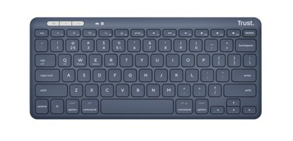 TASTIERA WIRELESS RICARICABILE MULTICONNECT 2 BT + 1 WL 2,4GHZ - PLASTICA RICICLATA 52% - LAYOUT ITALIANO - TRUST LYRA - BLU [25141]