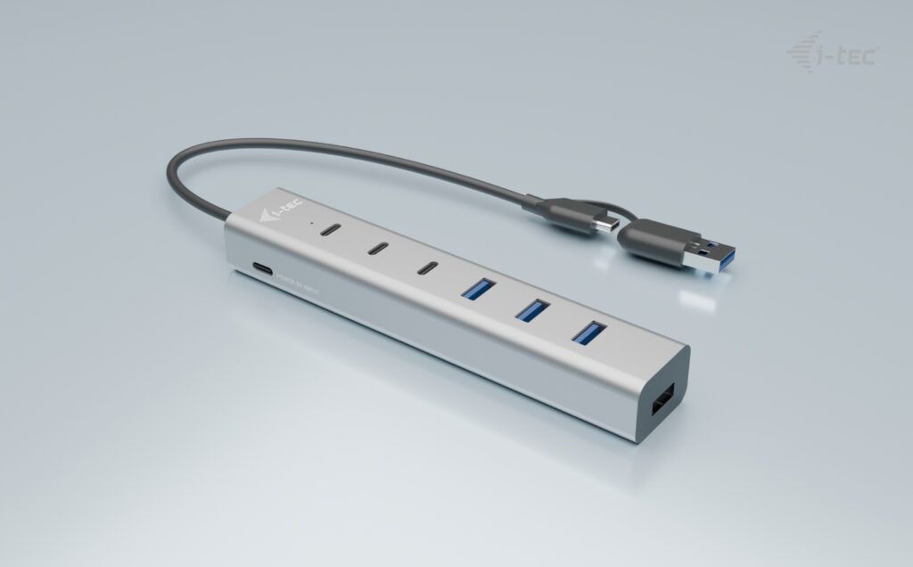 i-tec USB-C/USB-A Charging Metal HUB 7 port (3x USB-C, 4x USB-A) [CAHUBMETAL7]