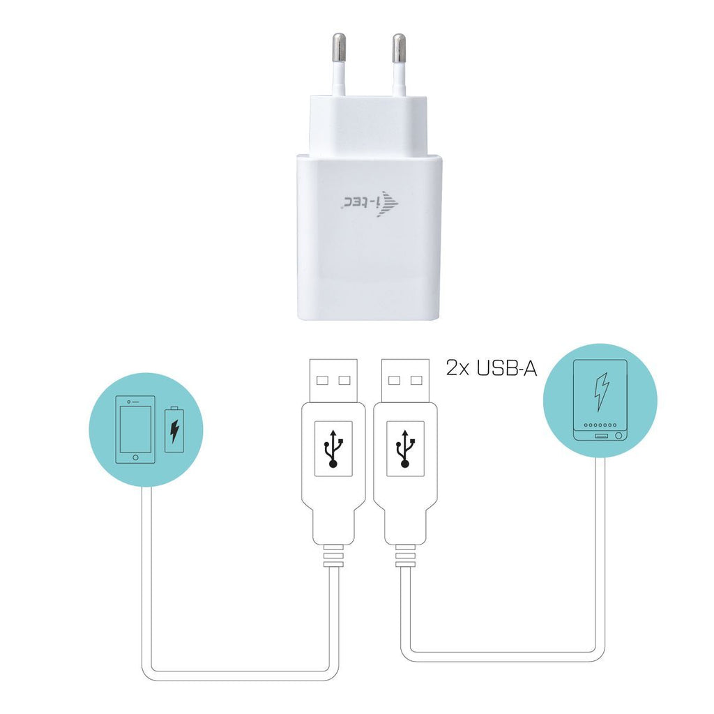 i-tec CHARGER2A4W Caricabatterie per dispositivi mobili Bianco Interno [CHARGER2A4W]