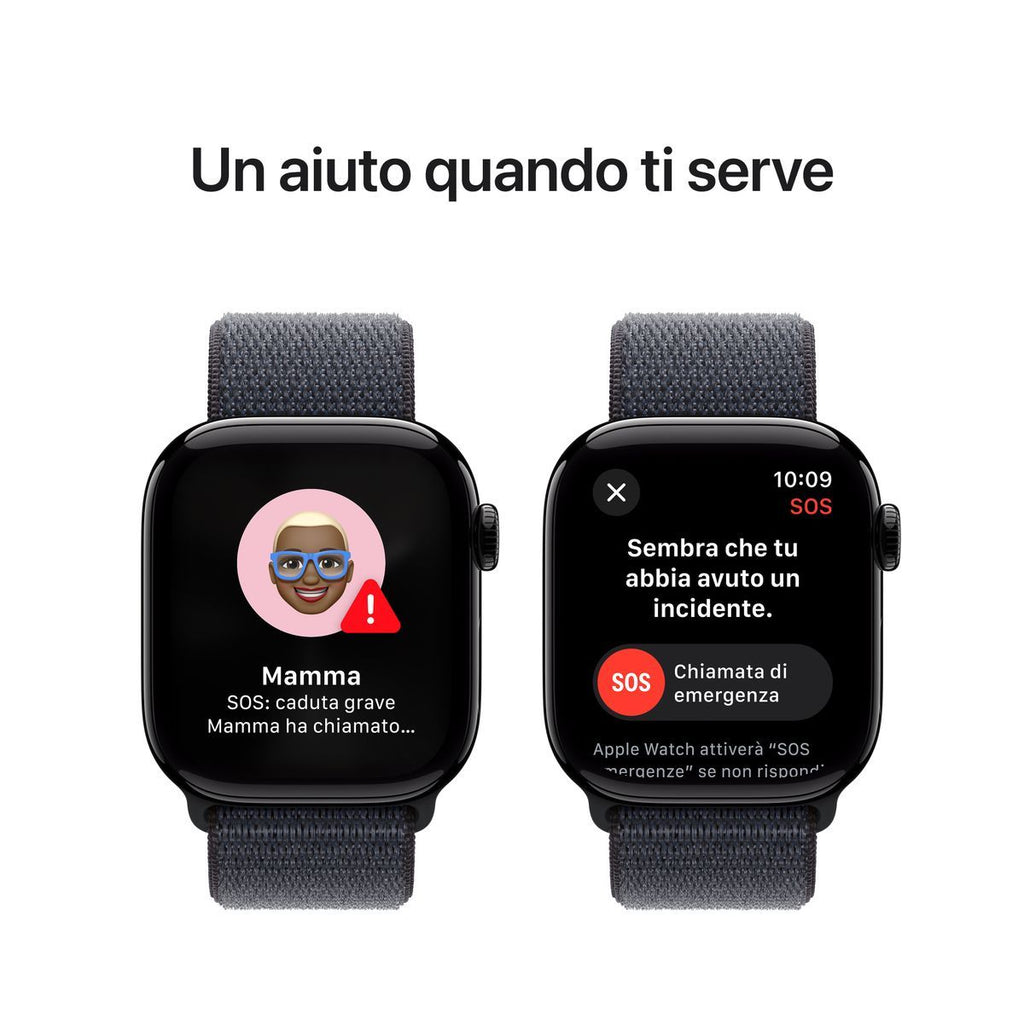 Apple Watch Series 10 Serie 10 GPS 42mm Cassa in Alluminio color Jet Black con Sport Loop [MWWG3QL/A]