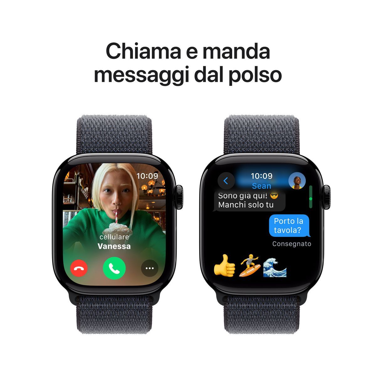 Apple Watch Series 10 Serie 10 GPS 42mm Cassa in Alluminio color Jet Black con Sport Loop [MWWG3QL/A]