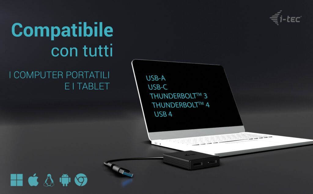 i-tec USB-A/USB-C Dual 4K/60 Hz DisplayPort Video Adapter [CADUAL4KDP]