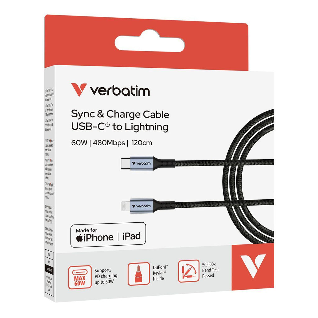 VERBATIM SYNC CHARGE CABLE USB-C TO LIGHTNING 1,2M [31844]