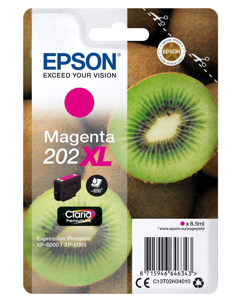 Epson Kiwi Singlepack Magenta 202XL Claria Premium Ink [C13T02H34010]
