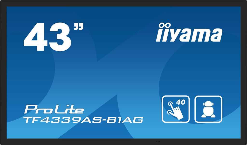 iiyama TF4339AS-B1AG visualizzatore di messaggi Pannello piatto per segnaletica digitale 108 cm (42.5") LED 500 cd/m 4K Ultra HD Nero Touch screen Processore integrato Android 24/7 [TF4339AS-B1AG]