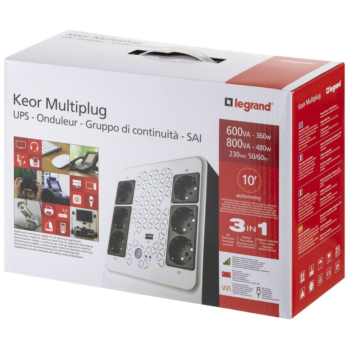 Legrand Keor ASI MULTIPLUG 600 GR gruppo di continuità (UPS) A linea interattiva 0,6 kVA 360 W 6 presa(e) AC [LG-310081]