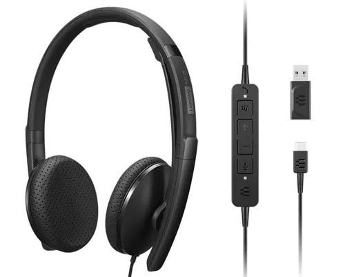 Lenovo 4XD1M45626 cuffia e auricolare Cablato A Padiglione USB tipo-C Nero [4XD1M45626]
