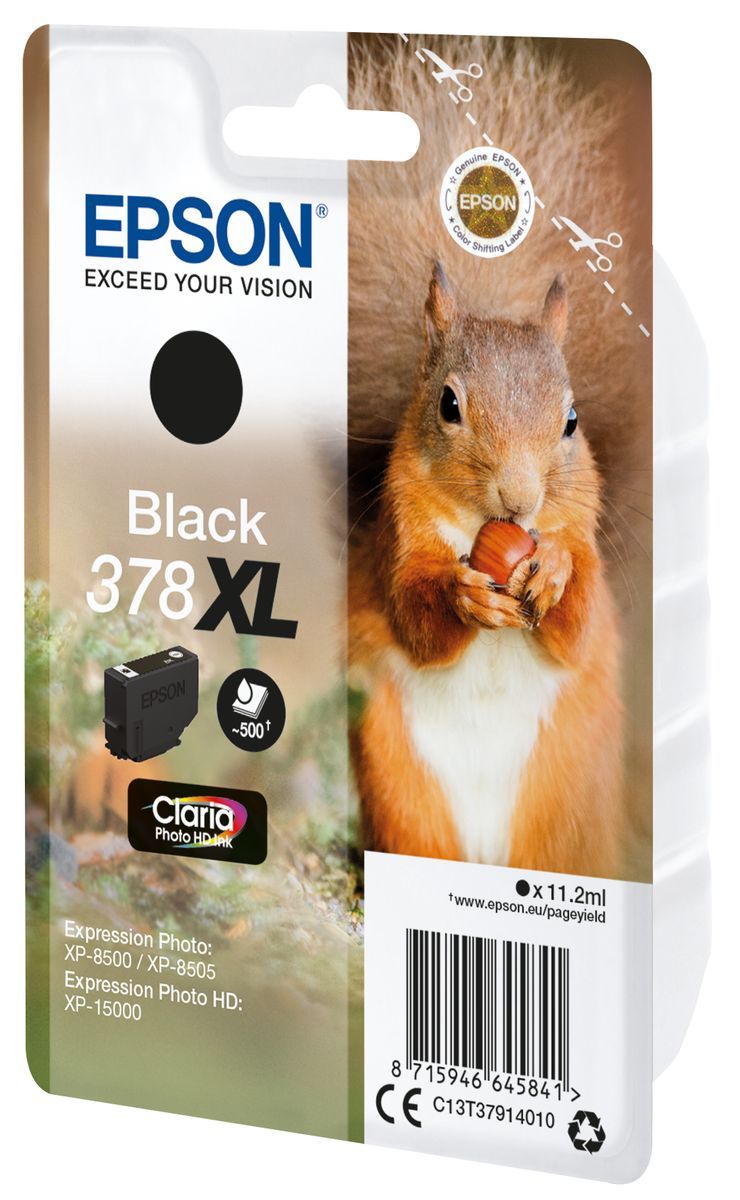 Epson Squirrel Singlepack Black 378XL Claria Photo HD Ink [C13T37914010]