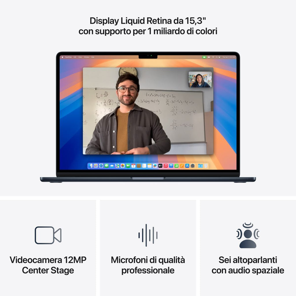 Apple MacBook Air 15'' M4 chip 10-core CPU 10-core GPU, 24GB, 512GB SSD - Mezzanotte [MC6L4T/A]