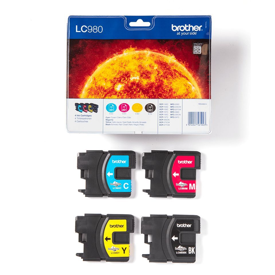 Brother LC980VALBP cartuccia d'inchiostro 4 pz Originale Nero, Ciano, Magenta, Giallo [LC980VALBP]