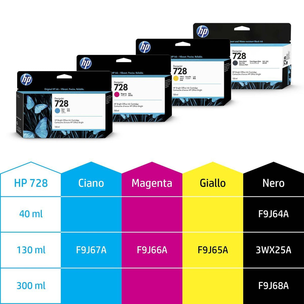 HP 728 130-ml Matte Black DesignJet Ink Cartridge cartuccia d'inchiostro 1 pz Originale Resa standard Nero opaco [3WX25A]
