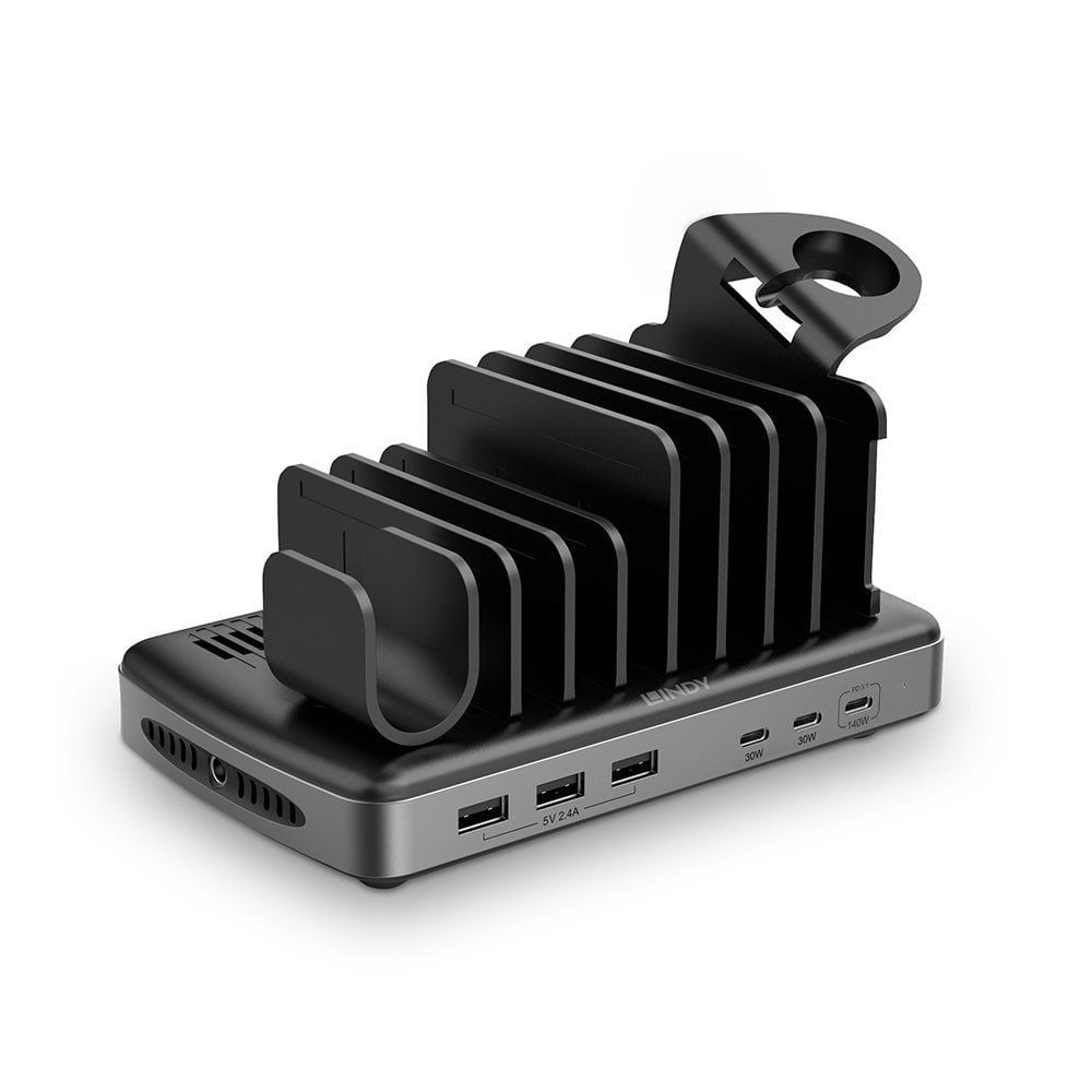 Lindy 73436 organizzatore per stazioni di carica Libera installazione Alluminio, Plastica Nero, Grigio [LINDY73436]