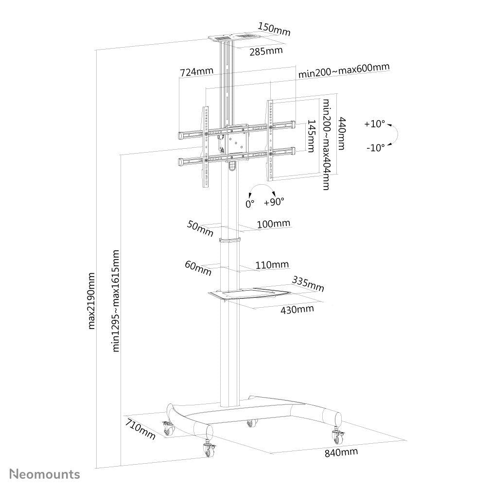 Neomounts PLASMA-M1900E Carello TV 37-70" - ruotabile [PLASMA-M1900E]