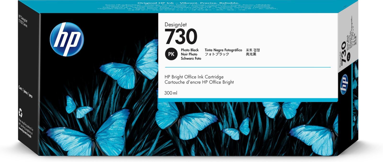 HP Cartuccia di inchiostro nero fotografico DesignJet 730 da 300 ml [P2V73A]