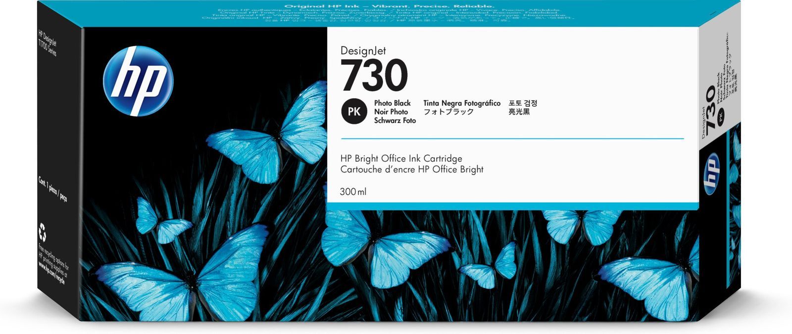 HP Cartuccia di inchiostro nero fotografico DesignJet 730 da 300 ml [P2V73A]