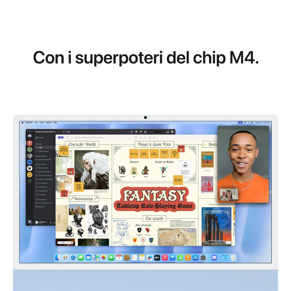 Apple iMac 24"Retina Display 4,5K, Chip M4 con CPU 10core, GPU 10core, 16GB, 512GB SSD, Blu [MWV33T/A]