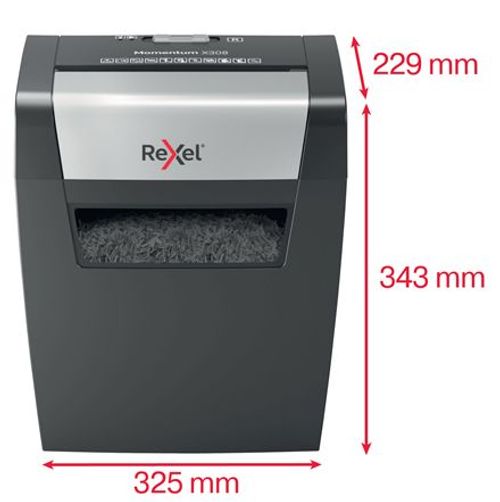 Rexel Momentum X308 distruggi documenti Taglio a particelle Nero, Grigio [2104570EU]