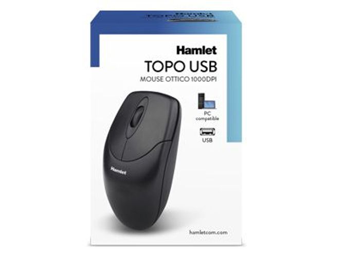 Hamlet Topo usb mouse ottico a 1000dpi 2 tasti e scroll [XMICEU2]