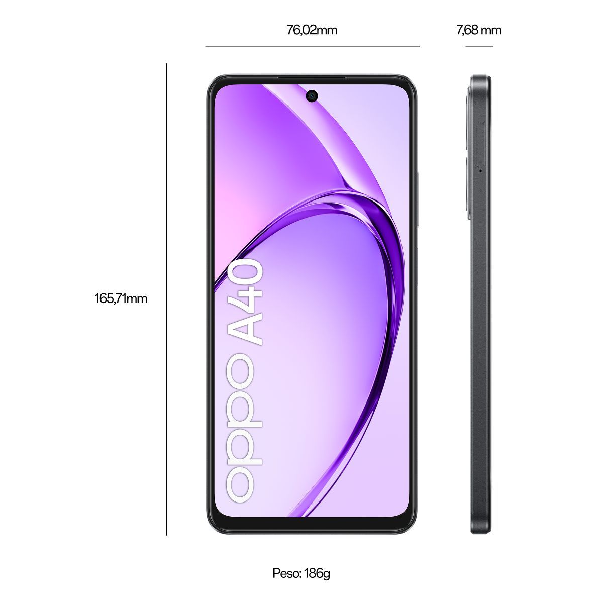 OPPO A40 Smartphone, Fotocamera AI 50MP, Selfie 5MP, Display 6.67 90HZ LCD HD+, 5100mAh, RAM 4 Esp 8GB (+4GB Virtuali) +ROM 128GB, IP54, [Versione Italia], Sparkle Black [110010347455]