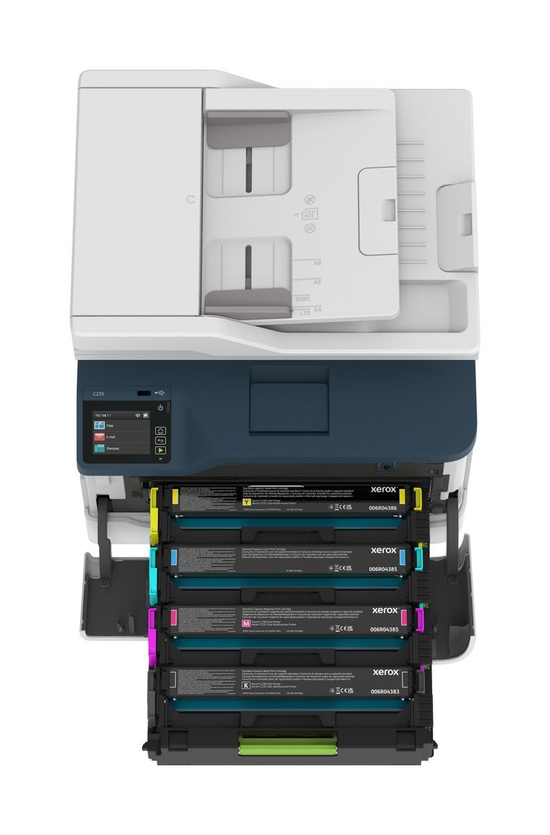 Xerox C235 A4 22 ppm Copia/Stampa/Scansione/Fax wireless con stampa fronte/retro PS3 PCL5e/6 ADF 2 vassoi Totale 251 fogli [C235V_DNI]