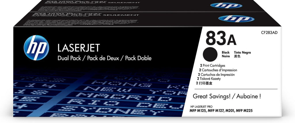 HP Confezione doppia di cartucce toner originali nero 83A LaserJet [CF283AD]