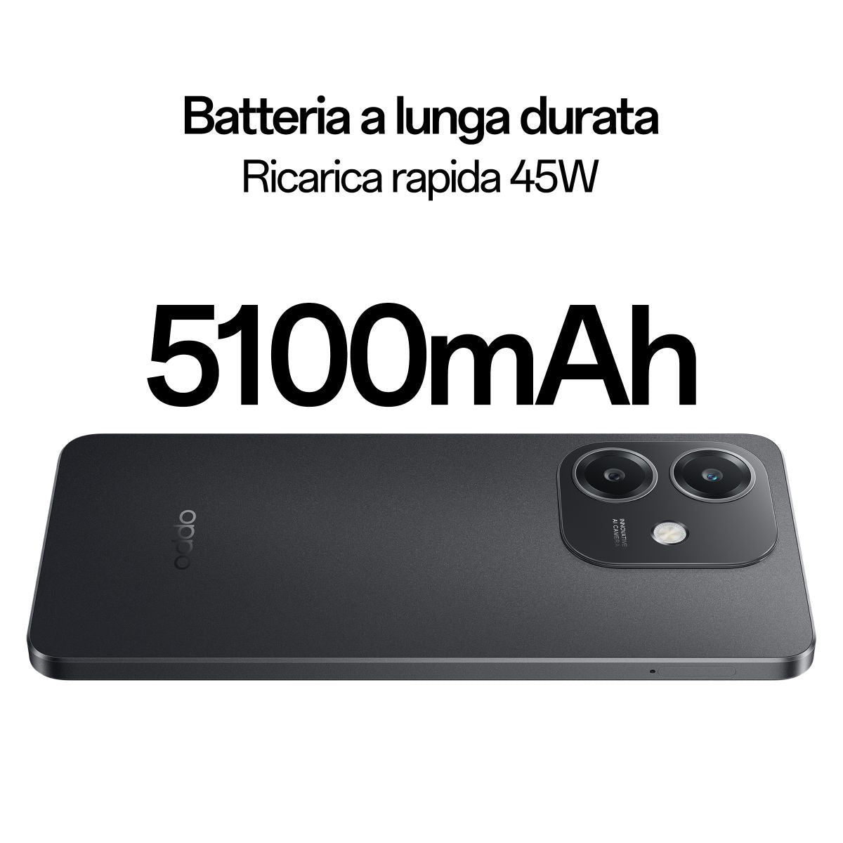 OPPO A40 Smartphone, Fotocamera AI 50MP, Selfie 5MP, Display 6.67 90HZ LCD HD+, 5100mAh, RAM 12 GB (6+6) + ROM 128GB, IP54, [Versione Italia], Sparkle Black [110010347163]