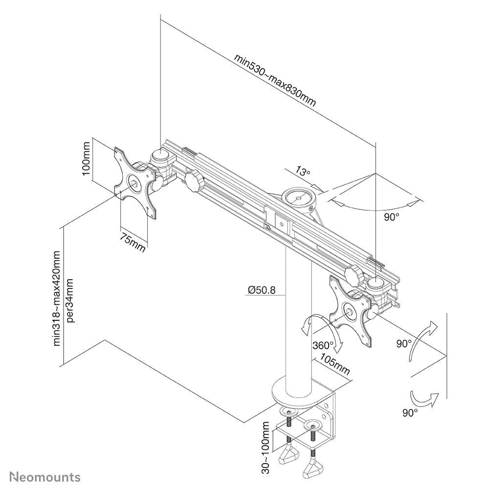 Neomounts FPMA-D700D Braccio per monitor 19-30" [FPMA-D700D]