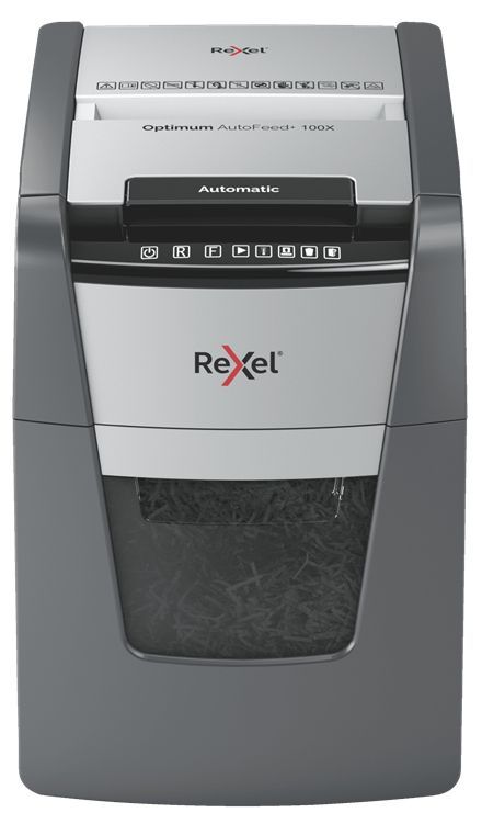 Rexel Optimum AutoFeed+ 100X distruggi documenti Triturazione incrociata 55 dB 22 cm Nero, Grigio [2020100XEU]