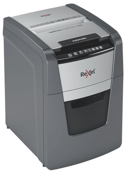 Rexel Optimum AutoFeed+ 100X distruggi documenti Triturazione incrociata 55 dB 22 cm Nero, Grigio [2020100XEU]