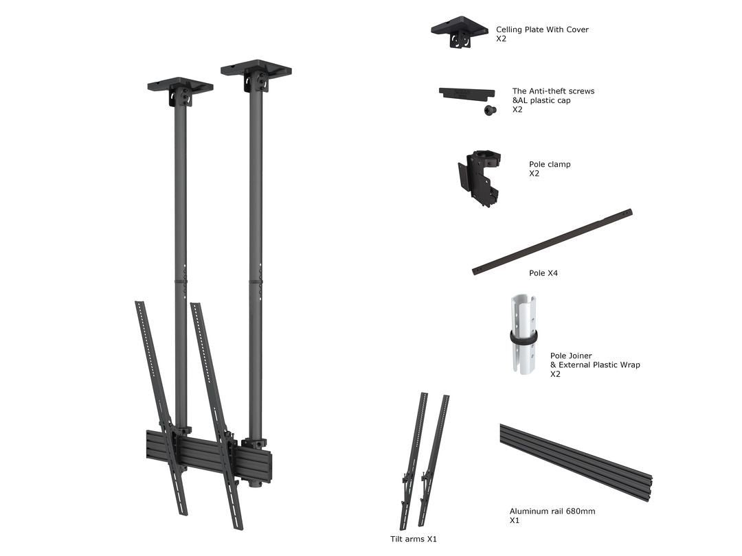 ITB MB6133 Supporto TV a parete 2,54 m (100") Nero [MB6133]