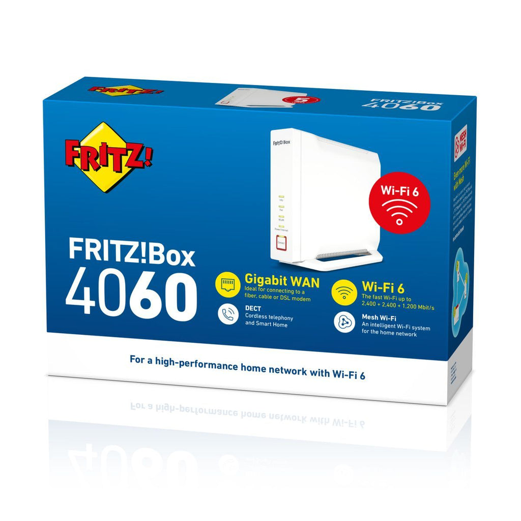 FRITZ!Box 4060 router wireless Gigabit Ethernet Banda tripla (2.4 GHz/5 GHz/5 GHz) Bianco [20002952]