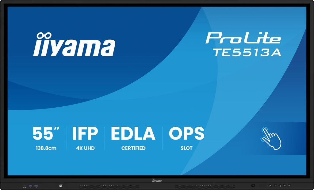 iiyama TE8613A-B1AG visualizzatore di messaggi Pannello piatto interattivo 2,17 m (85.6") Wi-Fi 450 cd/m 4K Ultra HD Nero Touch screen Processore integrato Android 18/7 [TE8613A-B1AG]