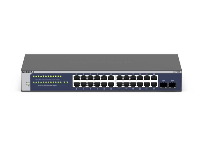 NETGEAR GS724Tv6 Gestito L2+/L3 Gigabit Ethernet (10/100/1000) 1U Blu, Grigio [GS724T-600EUS]